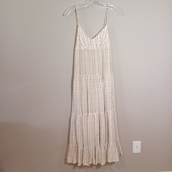 Free People Dresses & Skirts - Elegant Cream Plaid Maxi Dress
